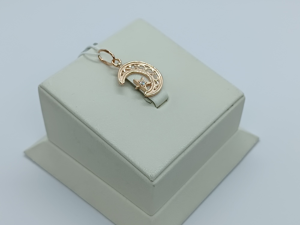 ПОДВЕСКА ПОЛУМЕСЯЦ С КАМНЕМ (Au 585)