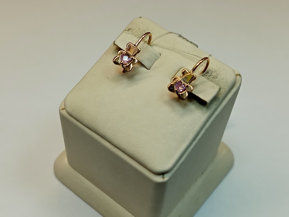 СЕРЬГИ ПЕТЕЛЬКА с камнем (Au 585)