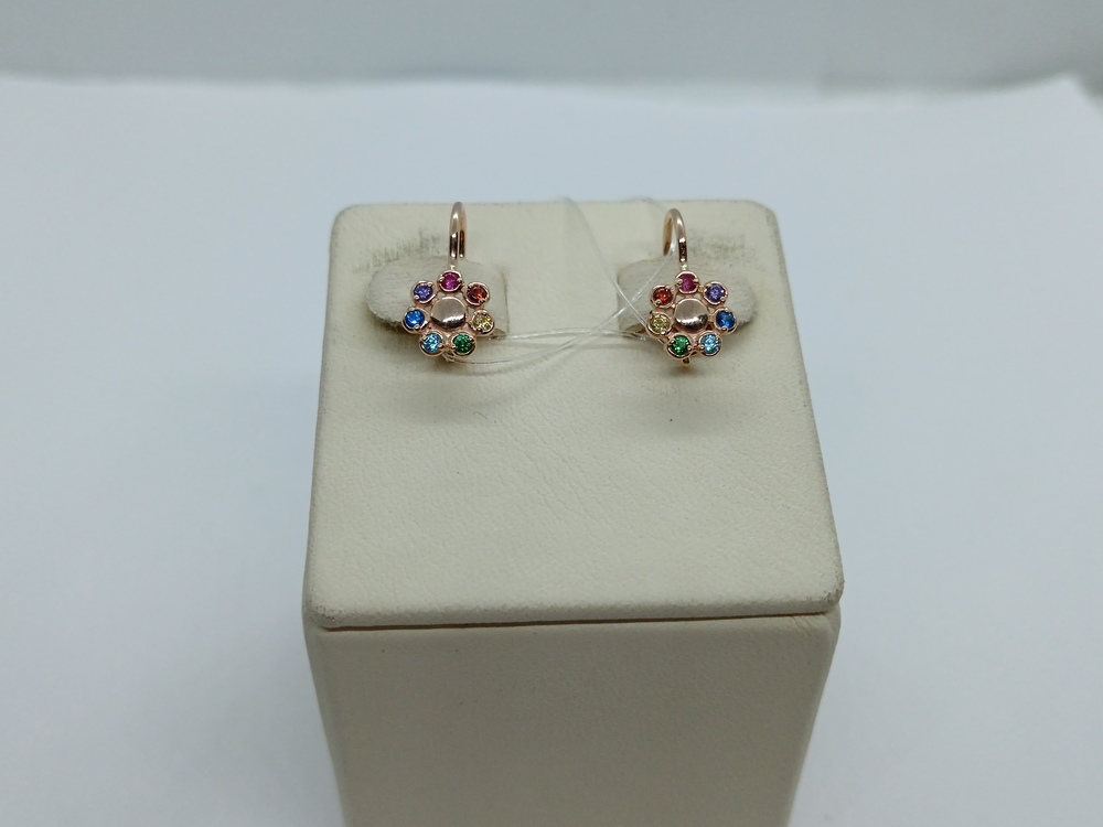 СЕРЬГИ ПЕТЕЛЬКА с камнями (Au 585)