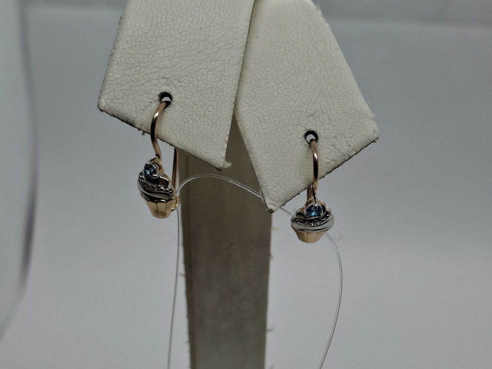 СЕРЬГИ ПЕТЕЛЬКА с камнями (Au 585)