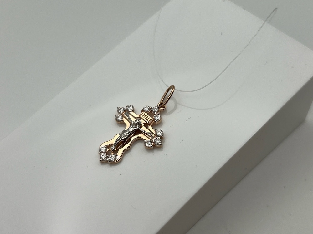 ПОДВЕСКА КРЕСТ с камнями (Au 585)