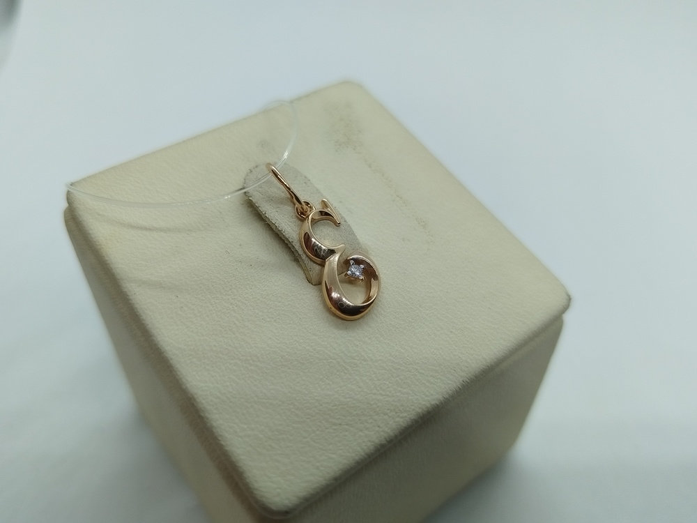 ПОДВЕСКА БУКВА Е с камнем (Au 585)