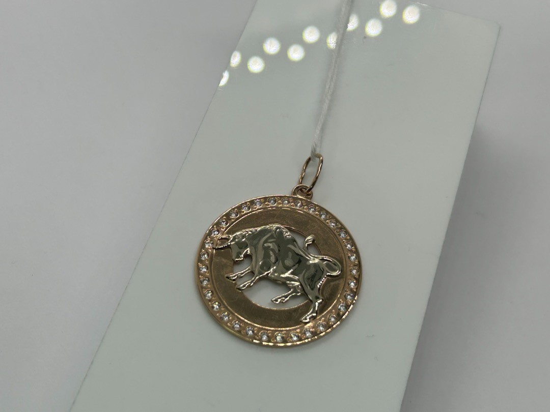ПОДЗЗТ585 ПОДВЕСКА ЗНАК ЗОДИАКА ТЕЛЕЦ (Au 585)