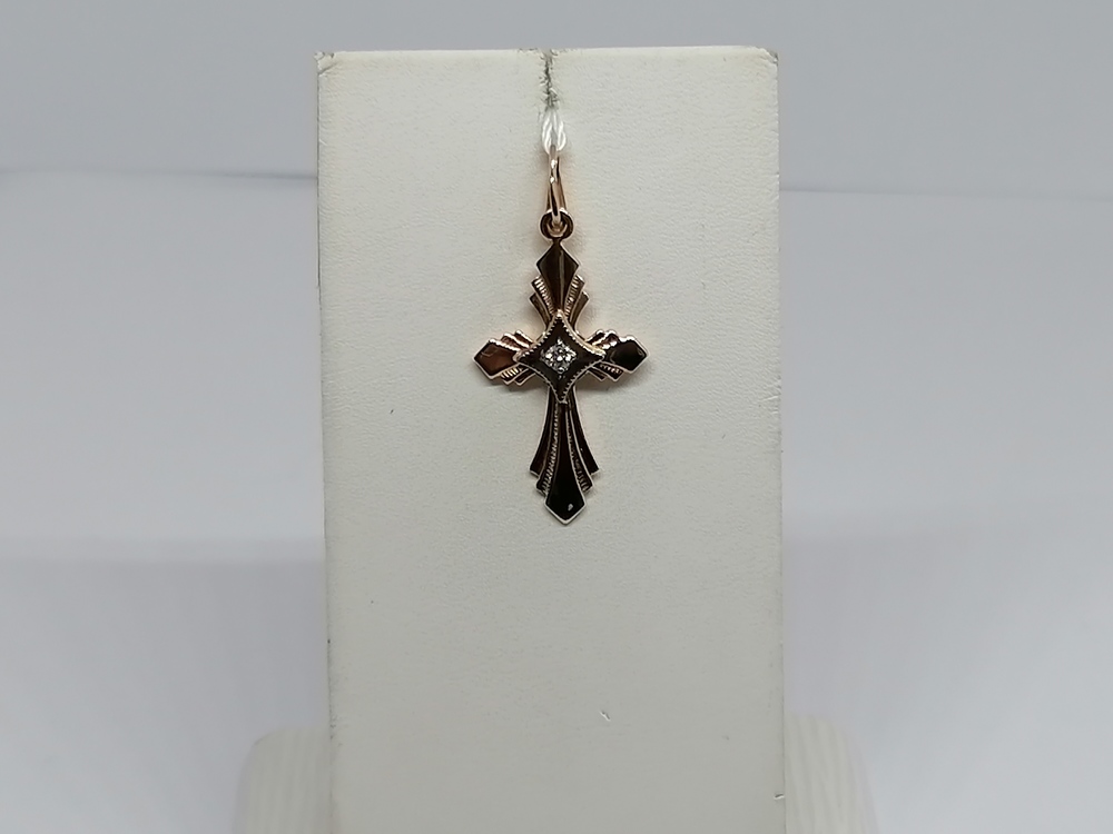 ПОДВЕСКА КРЕСТ С КАМНЕМ (Au 585)