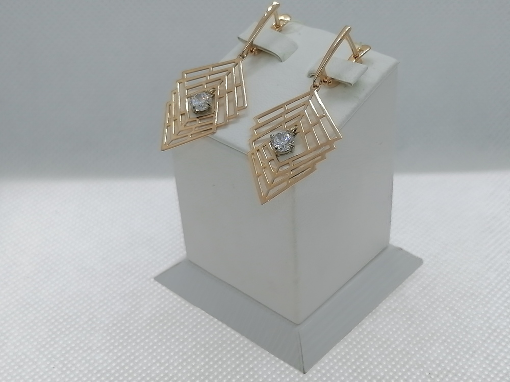 лз0028V200 СЕРЬГИ С КАМНЕМ (Au 585)