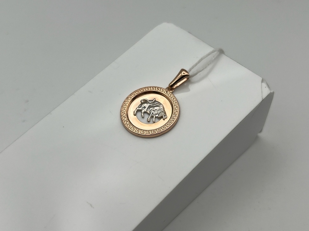 ПОДЗЗТ585 ПОДВЕСКА ЗНАК ЗОДИАКА ТЕЛЕЦ (Au 585)