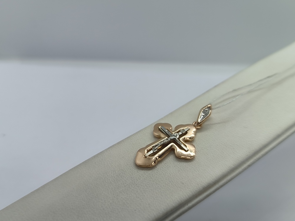 ПОДККИ585 ПОДВЕСКА КРЕСТ С КАМНЕМ (Au 585)