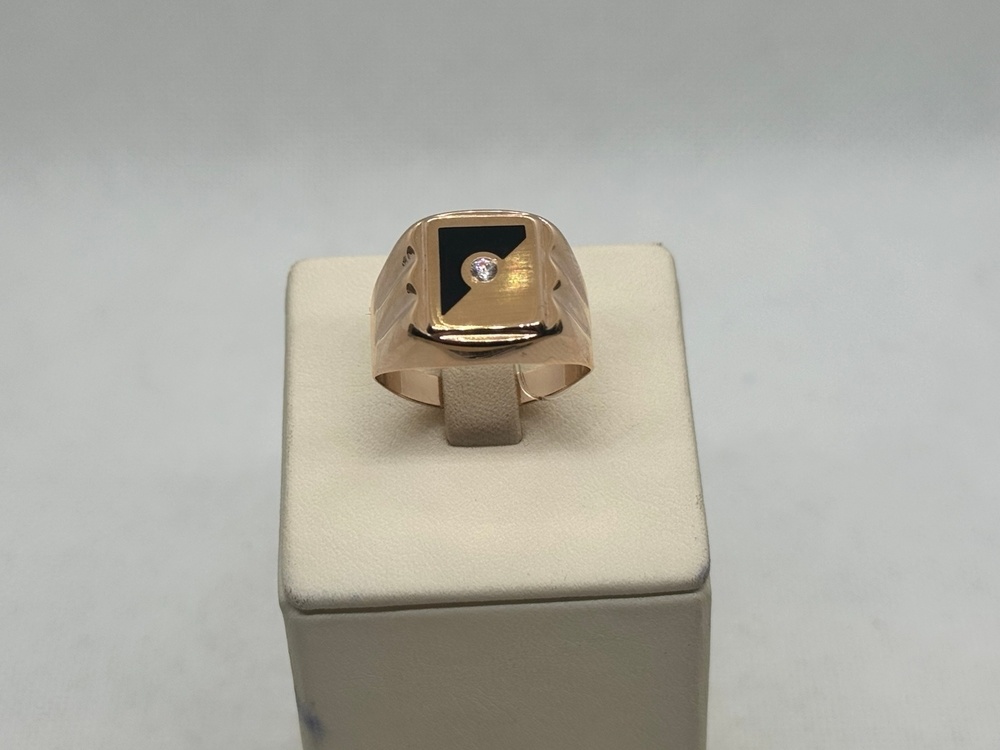 КОЛЬЦО ПЕЧАТКА Эмаль с камнем (Au 585)