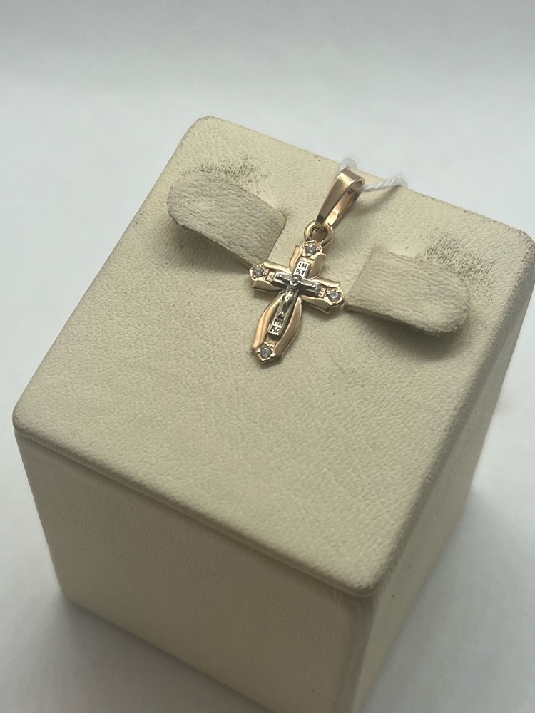 ПОДВЕСКА КРЕСТ С КАМНЯМИ (Au 585)