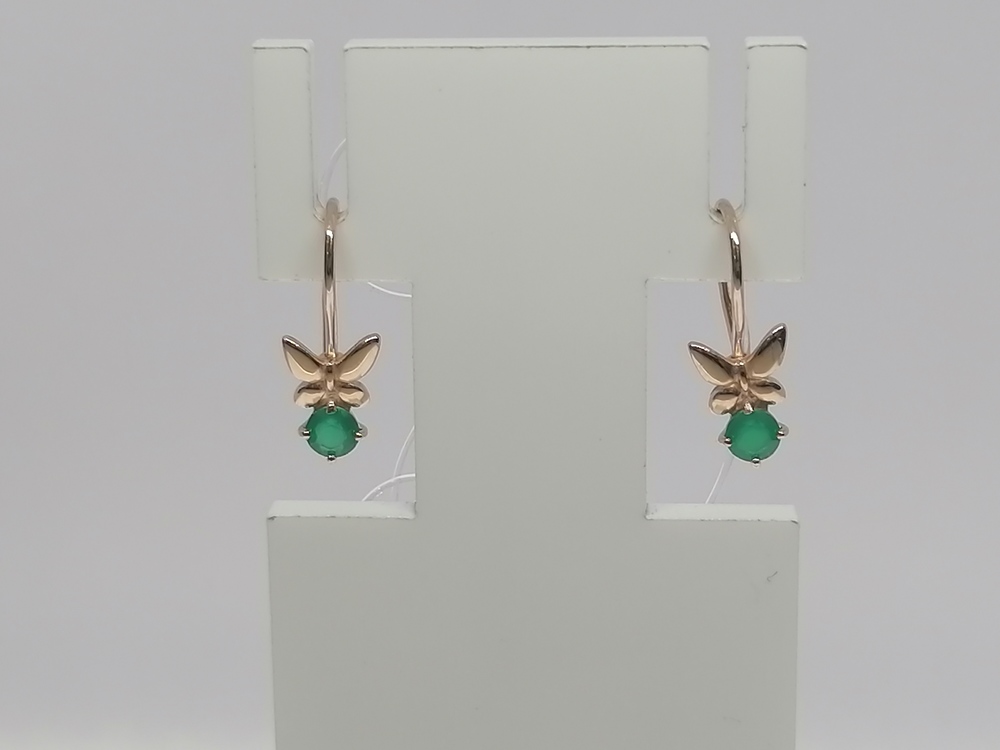 724834 СЕРЬГИ ПЕТЕЛЬКА с камнем (Au 585)