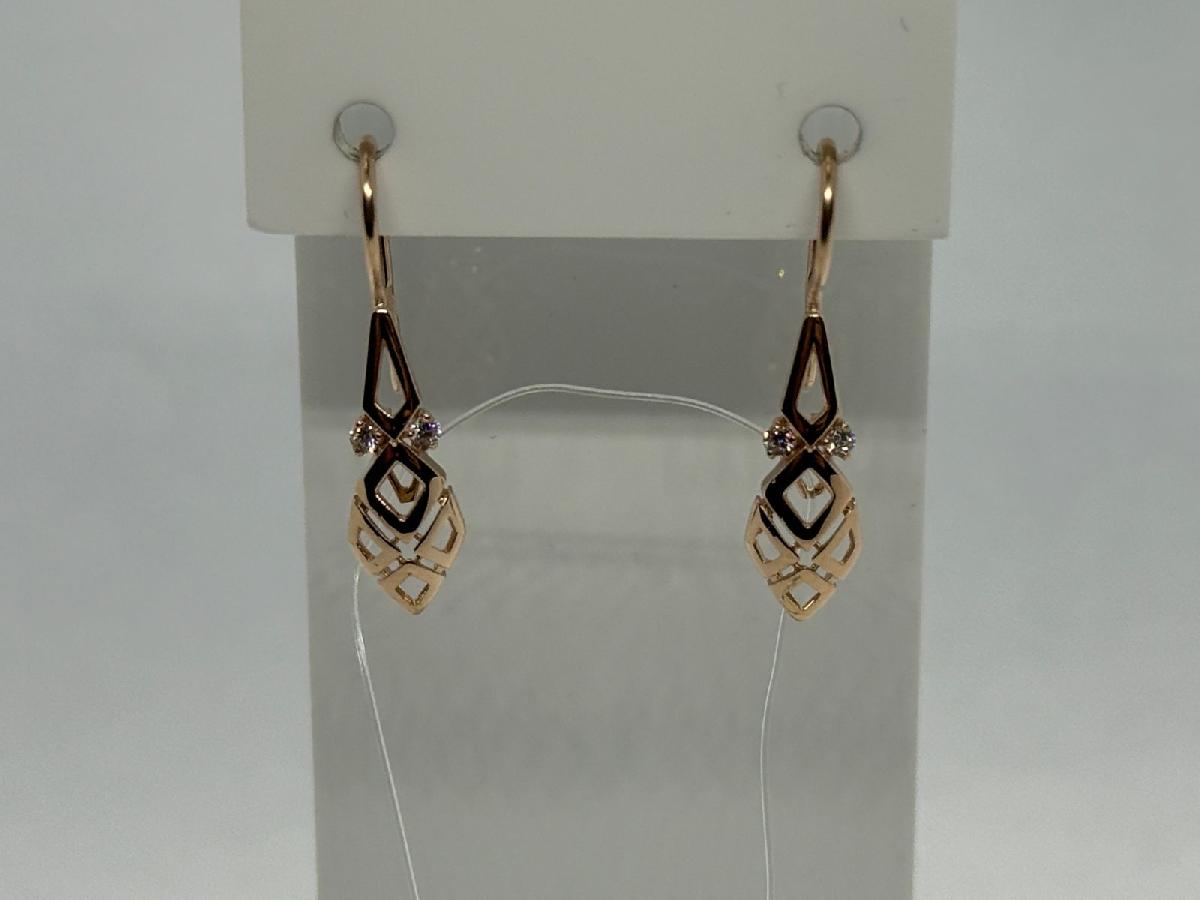 СЕРЬГИ ПЕТЕЛЬКА с камнями (Au 585)