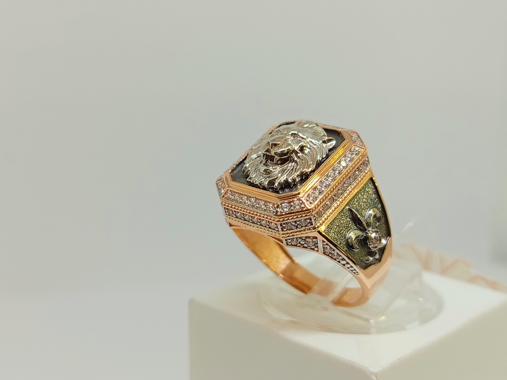 ПЧ-034_au ПЕЧАТКА С  КАМНЯМИ (Au 585)