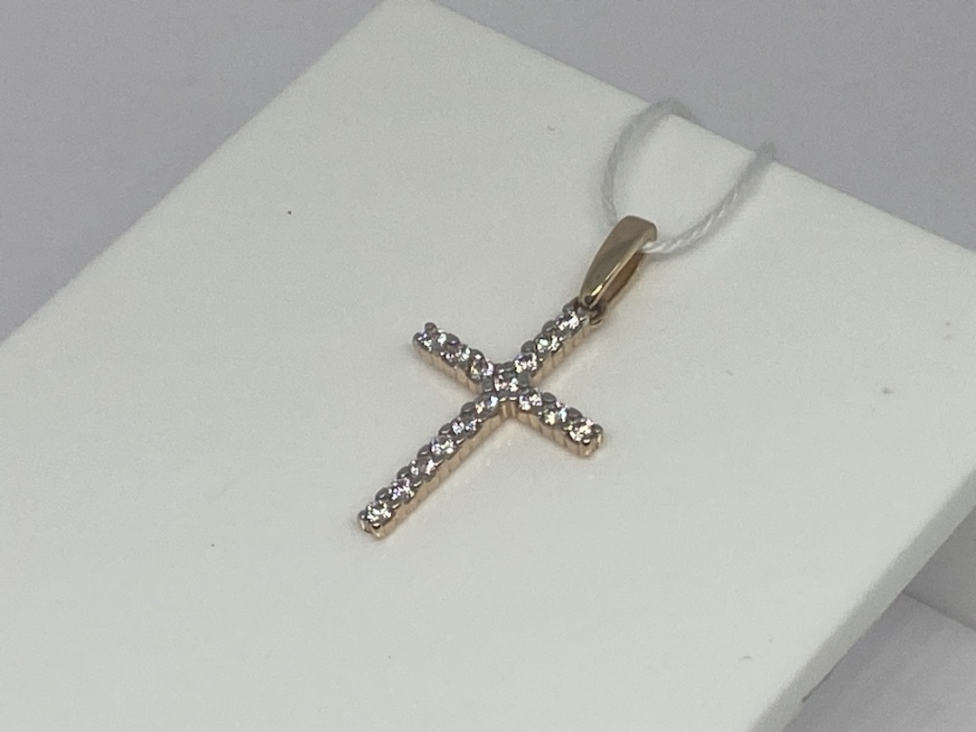 ПОДВЕСКА КРЕСТ С КАМНЯМИ (Au 585)