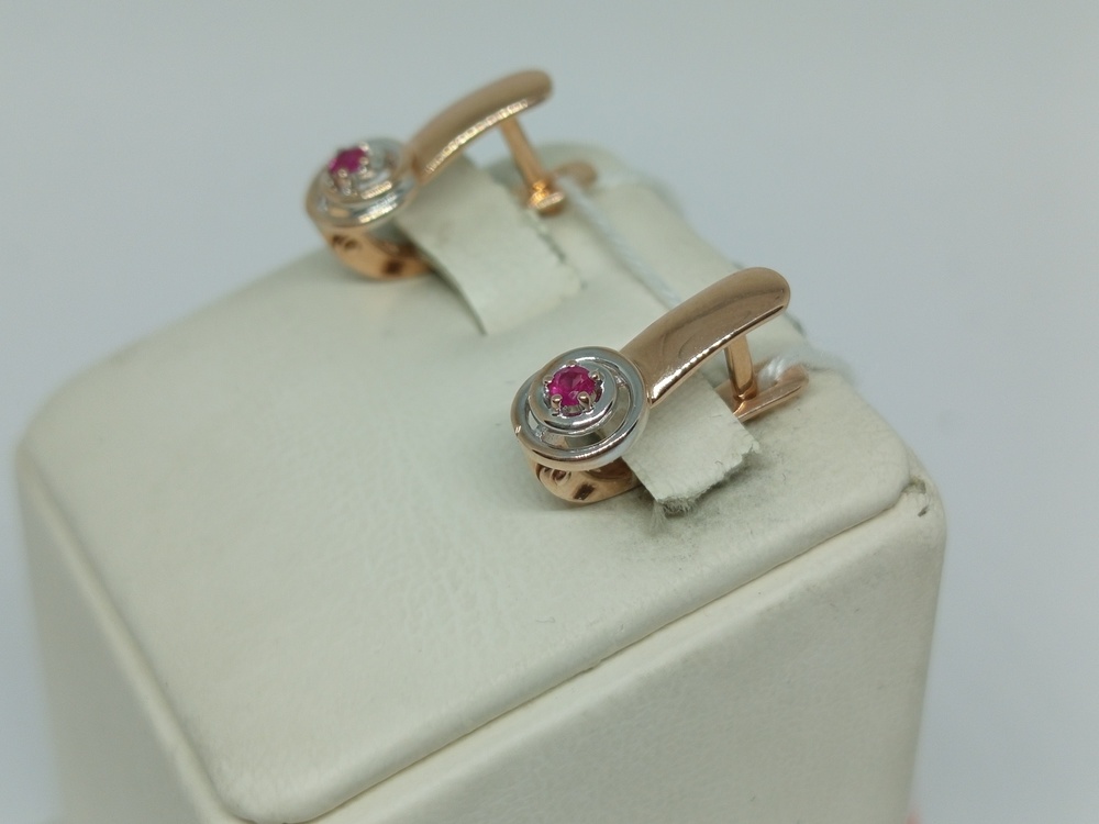 СКМ585 СЕРЬГИ С КАМНЕМ (Au 585)