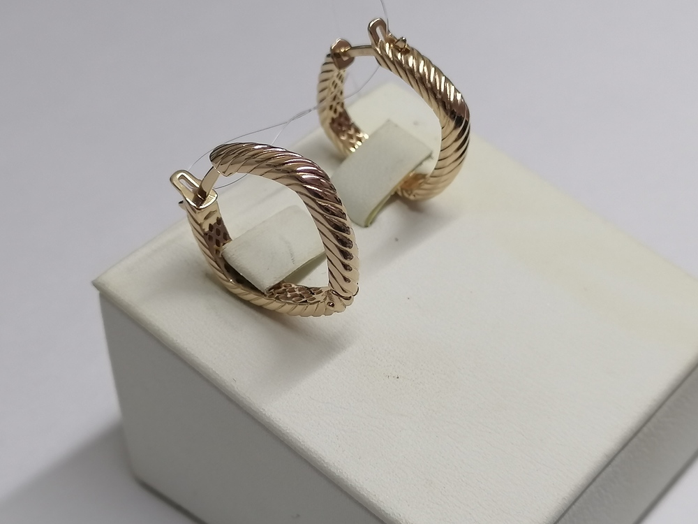 СЕРЬГИ КОНГО Рифленые (Au 585)