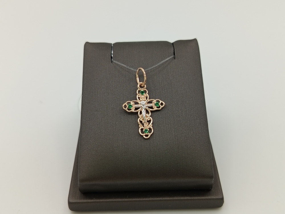 ПОДВЕСКА КРЕСТ с камнями (Au 585)