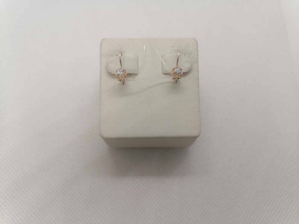 СЕРЬГИ ПЕТЕЛЬКА с камнем (Au 585)