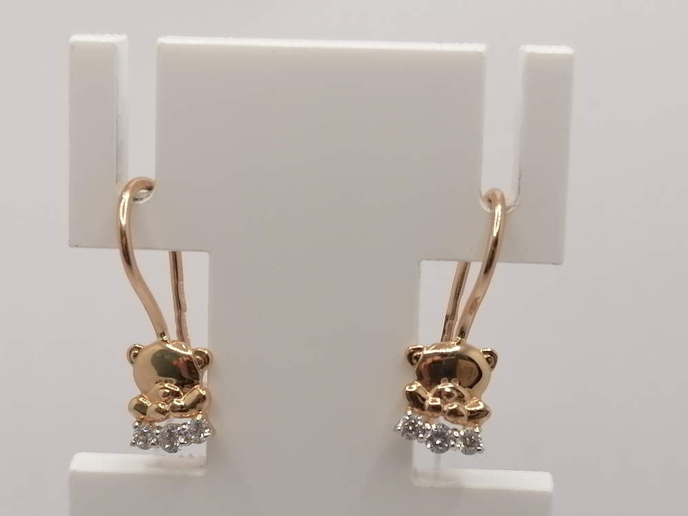 СЕРЬГИ ПЕТЕЛЬКА с камнями (Au 585)