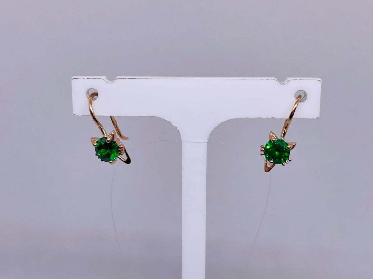 СЕРЬГИ ПЕТЕЛЬКА с камнем (Au 585)