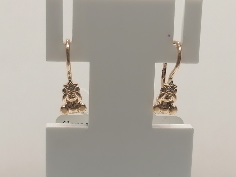 СЕРЬГИ ПЕТЕЛЬКА с камнем (Au 585)