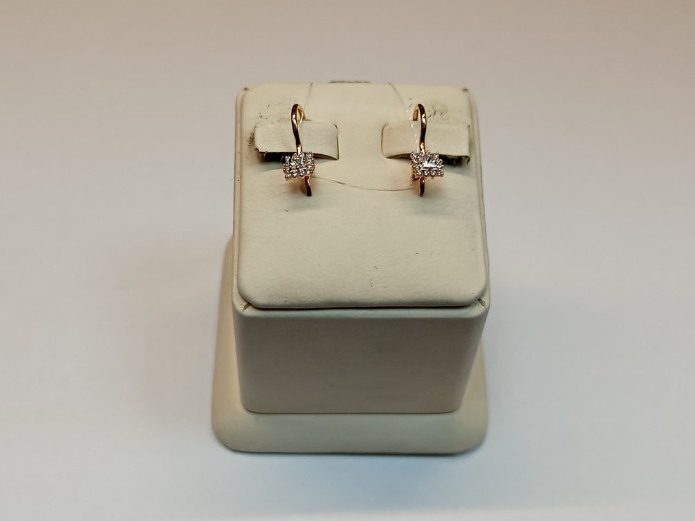 СЕРЬГИ ПЕТЕЛЬКА с камнями (Au 585)