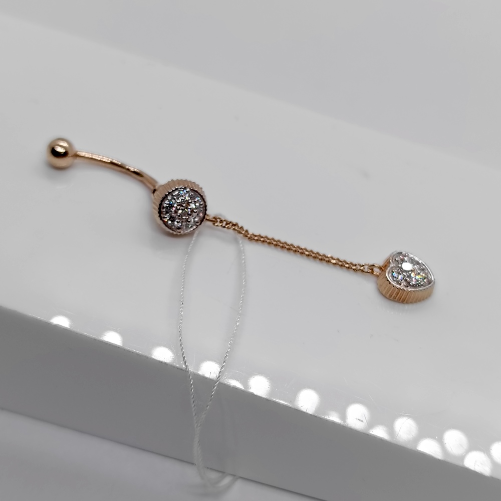 ПИРСИНГ В ПУПОК с камнями (Au 585)