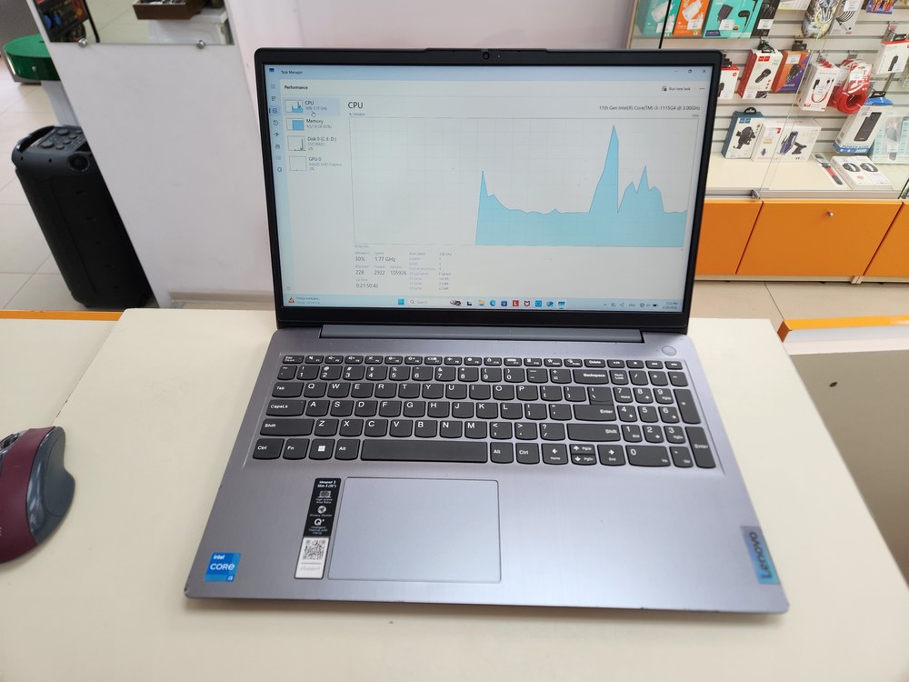 Ноутбук Lenovo IDEAPAD 3 SLIM 3 15itl6; I3-1115G4, Intel UHD Graphics, 8 Гб, 480 Гб, Нет