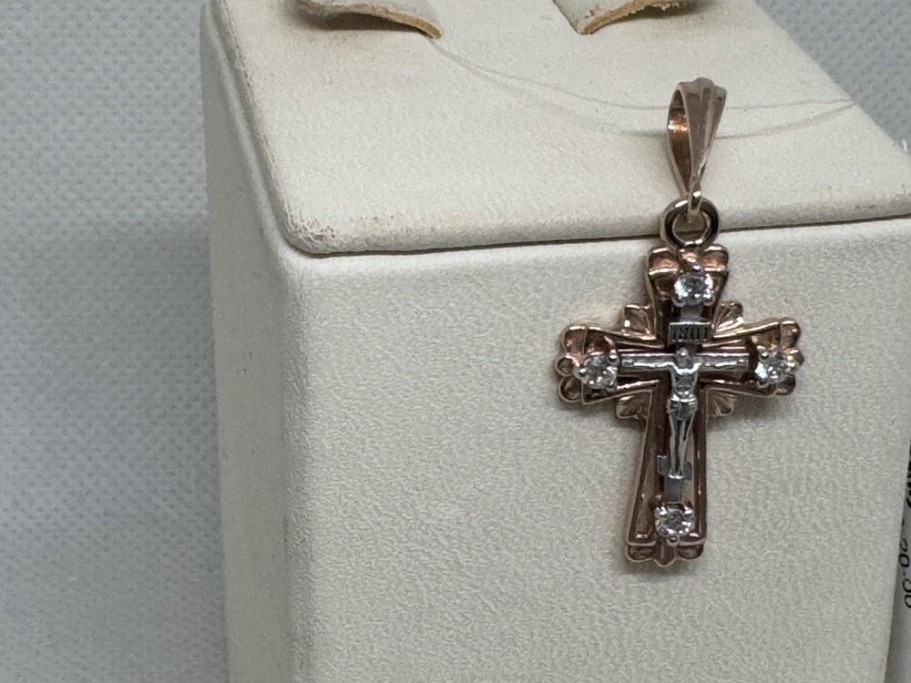 ПОДВЕСКА КРЕСТ с камнями (Au 585)