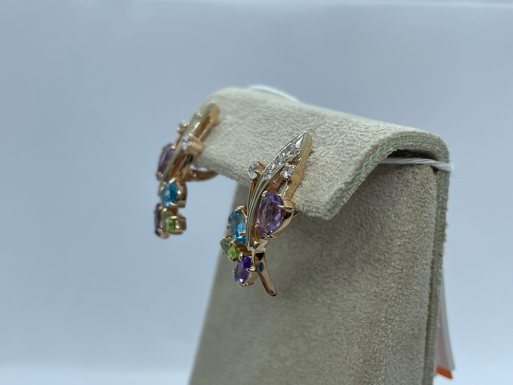 СКМИ585 СЕРЬГИ С КАМНЯМИ (Au 585)