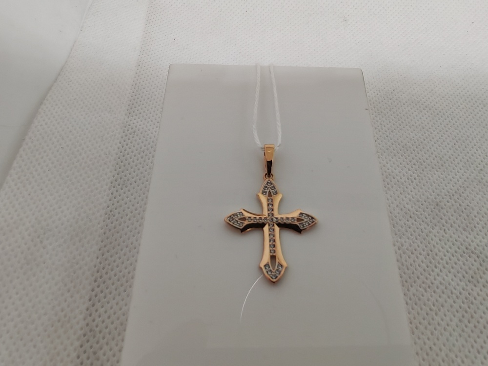 ПОДККИ585 ПОДВЕСКА КРЕСТ С КАМНЯМИ (Au 585)