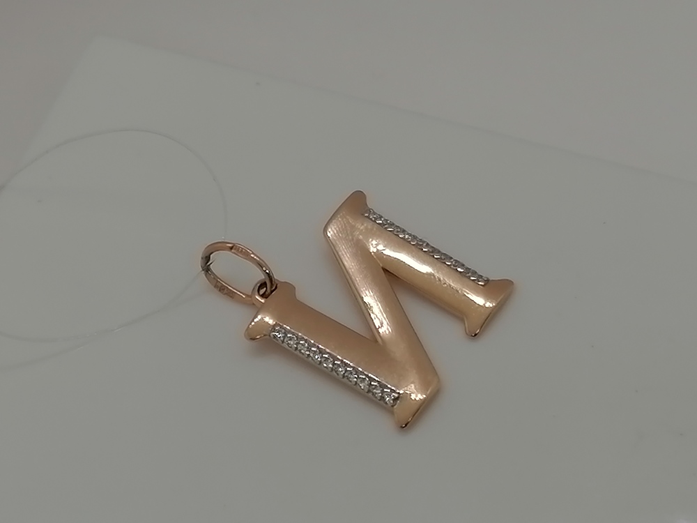 ПОДВЕСКА БУКВА И с камнями (Au 585)