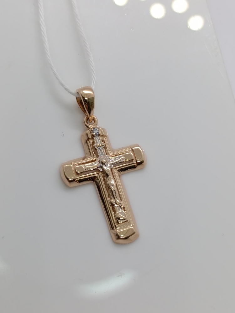 ПОДВЕСКА КРЕСТ С КАМНЕМ (Au 585)