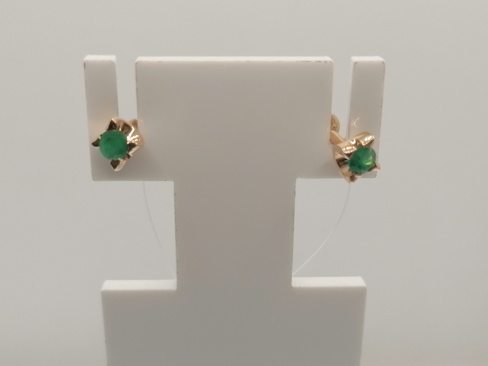 СЕРЬГИ ПУСЕТЫ изумруд (Au 585)