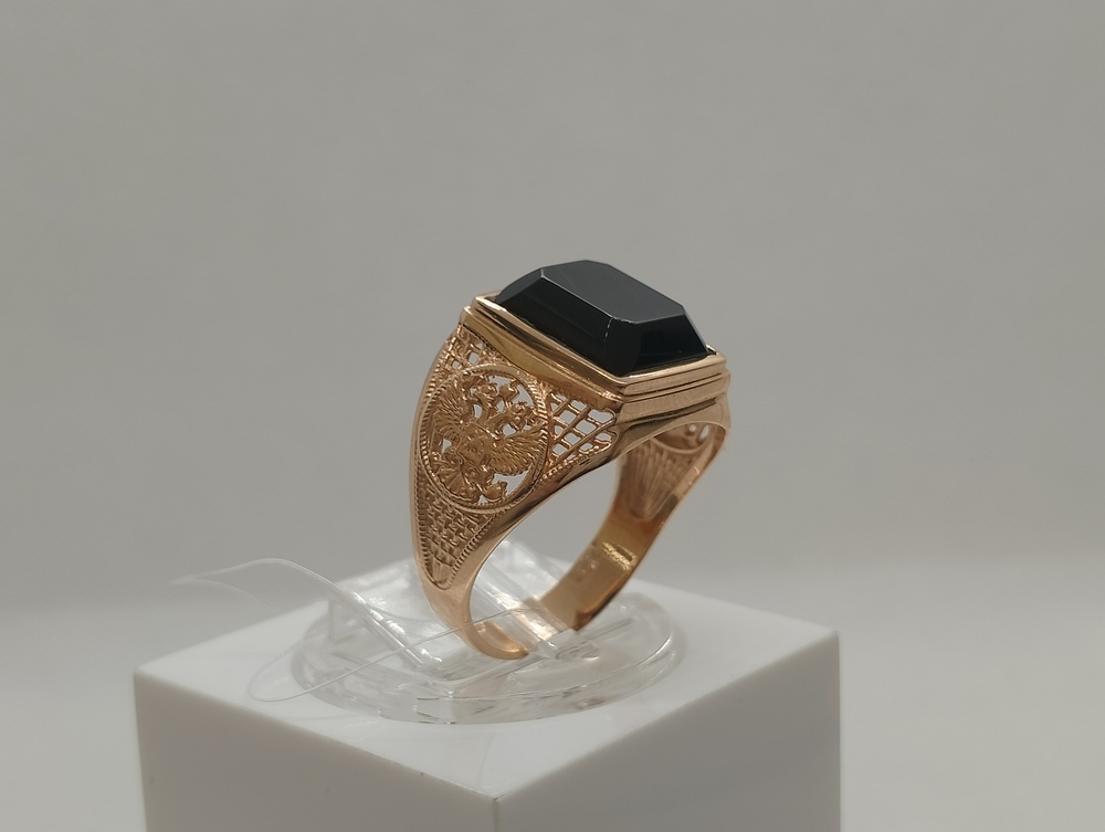 821466Аг.Ч КОЛЬЦО ПЕЧАТКА с камнем (Au 585)