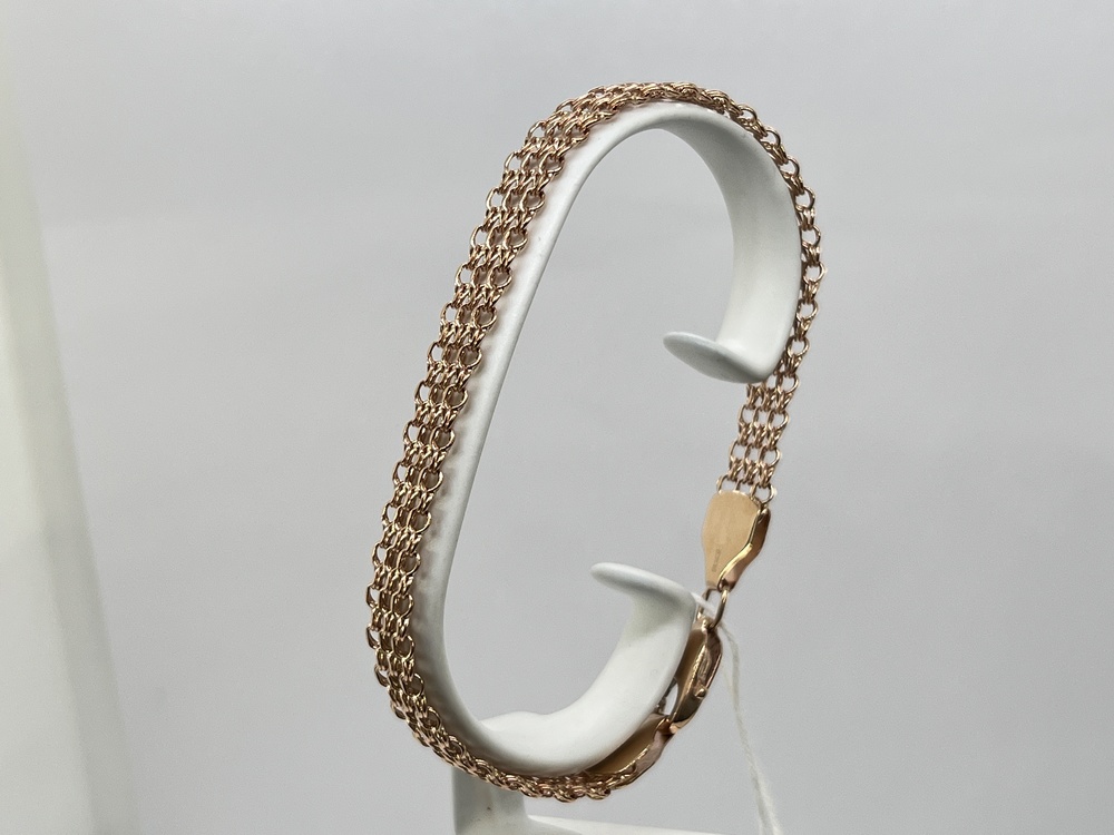 Бисмарк Б50 Трехрядный БРАСЛЕТ ПУСТОТЕЛЫЙ (Au 585)