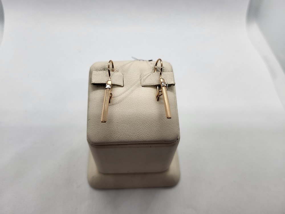 СЕРЬГИ ПЕТЕЛЬКА с камнем (Au 585)