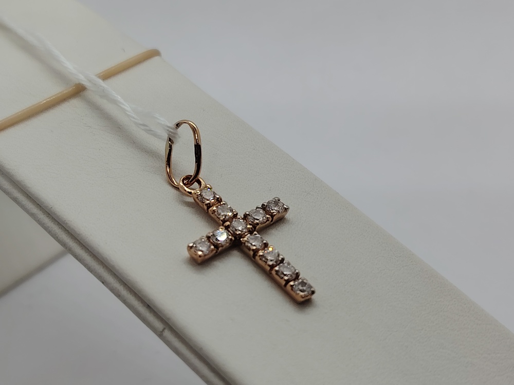 ПОДККИ585 ПОДВЕСКА КРЕСТ С КАМНЯМИ (Au 585)