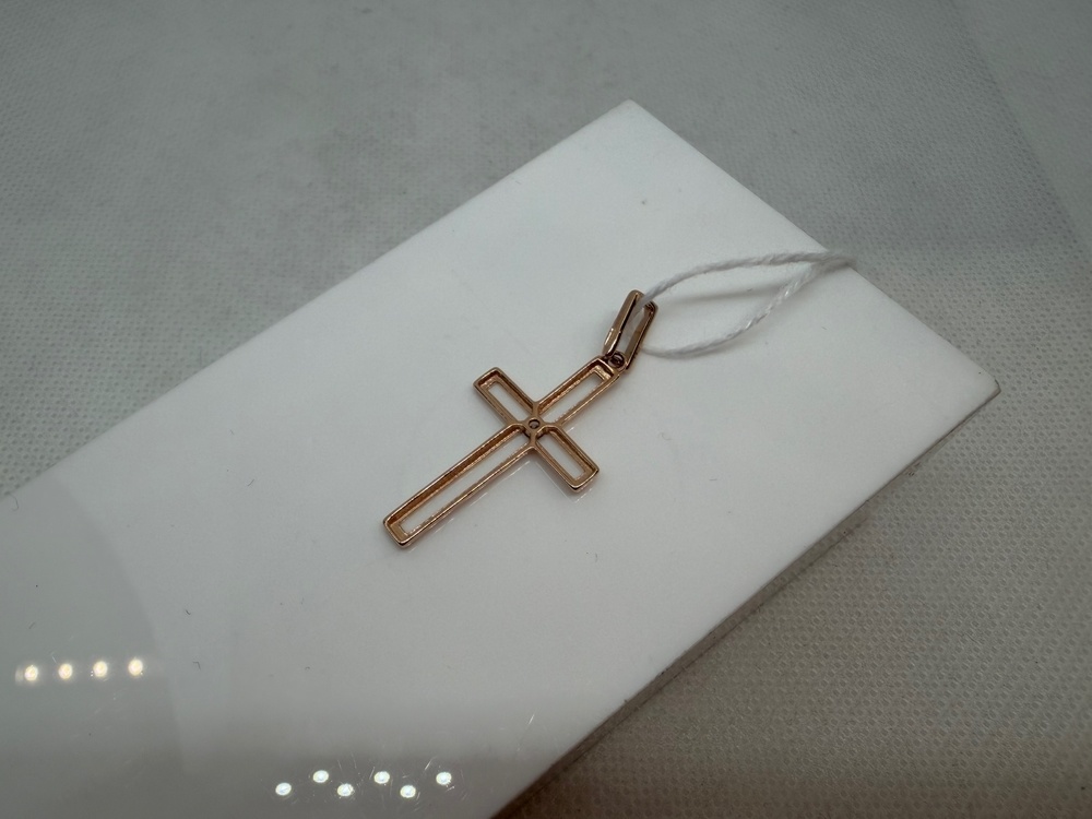 ПОДККИ585 ПОДВЕСКА КРЕСТ С КАМНЕМ (Au 585)