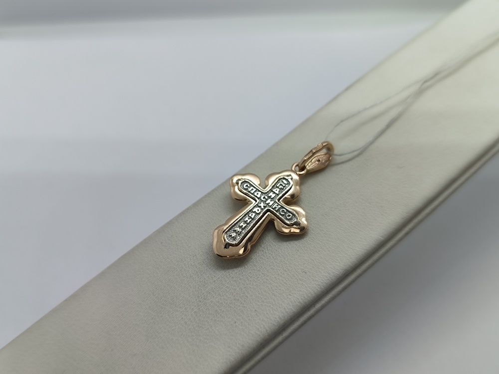 ПОДККИ585 ПОДВЕСКА КРЕСТ С КАМНЕМ (Au 585)