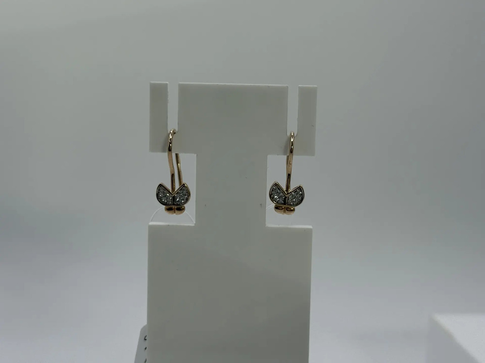 СЕРЬГИ ПЕТЕЛЬКА с камнями (Au 585)