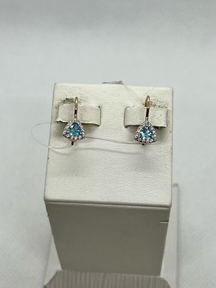 СЕРЬГИ ПЕТЕЛЬКА с камнями (Au 585)