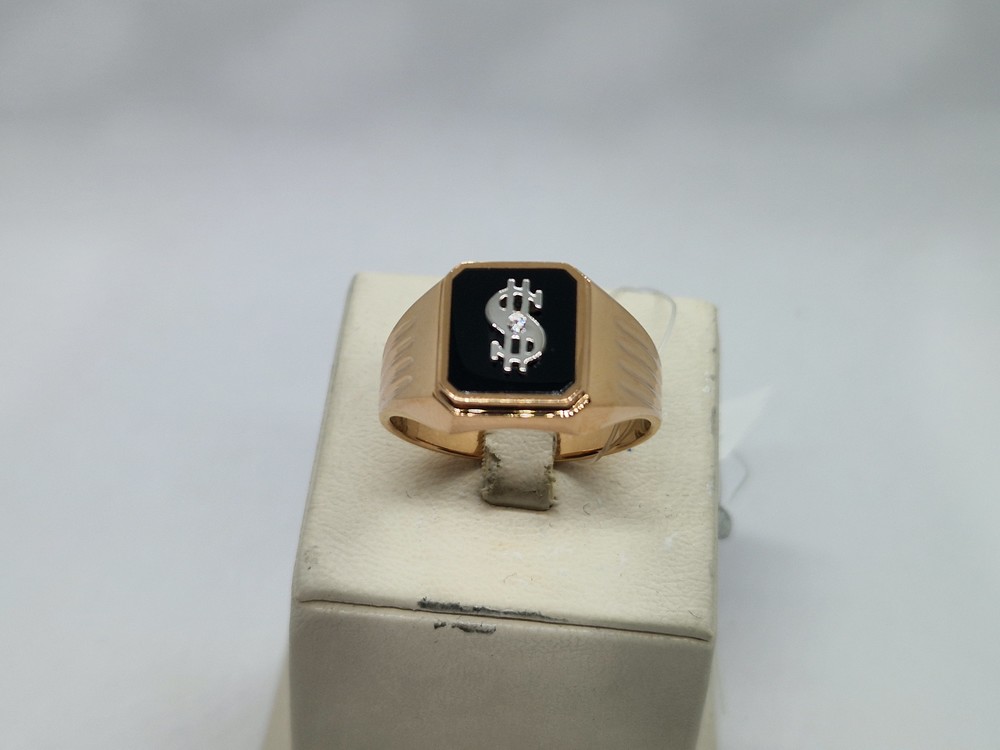 КОЛЬЦО ПЕЧАТКА Агат с камнем (Au 585)