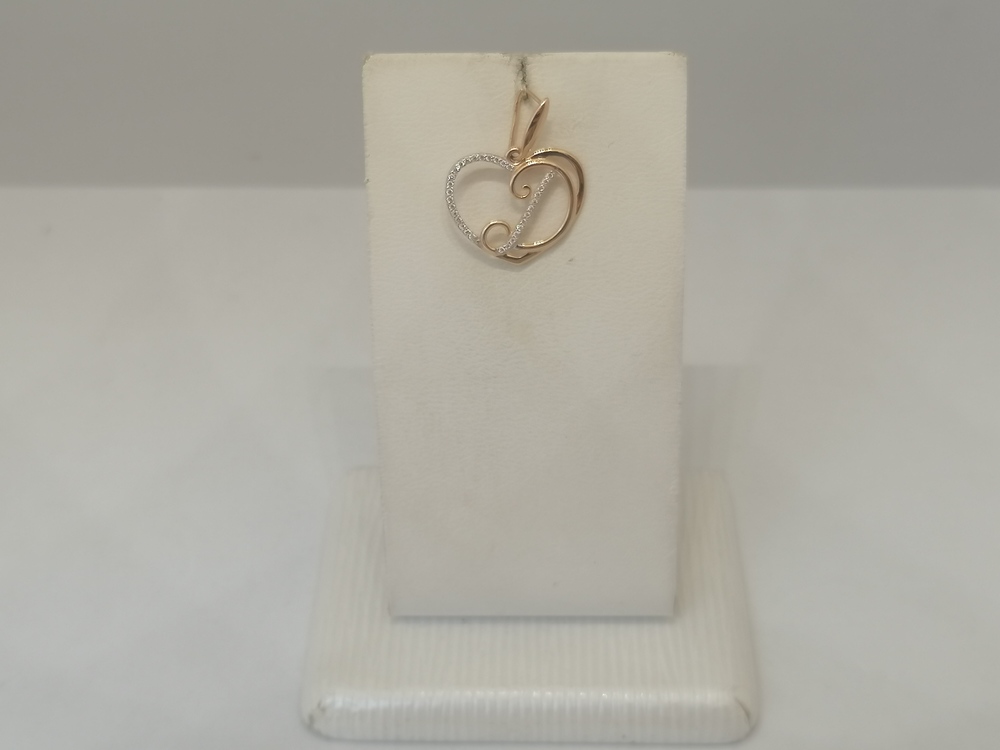 034652 ПОДВЕСКА БУКВА Д с камнями (Au 585)