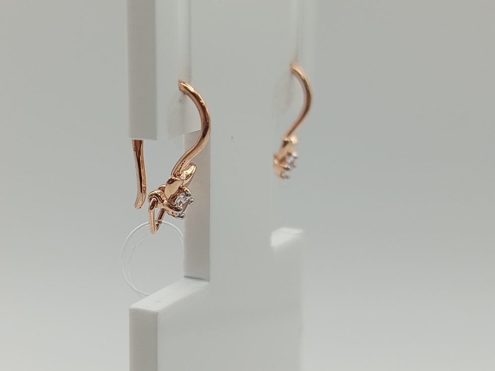 СЕРЬГИ ПЕТЕЛЬКА с камнем (Au 585)