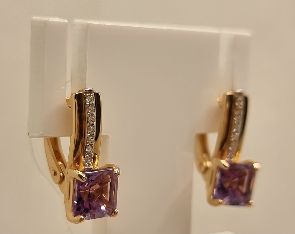 СЕРЬГИ АМЕТИСТ с камнями (Au 585)