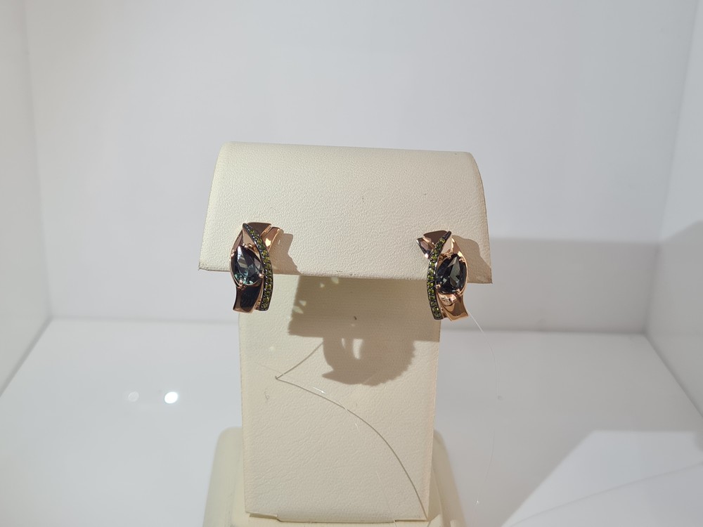 СЕРЬГИ ТУРМАЛИН с камнями (Au 585)