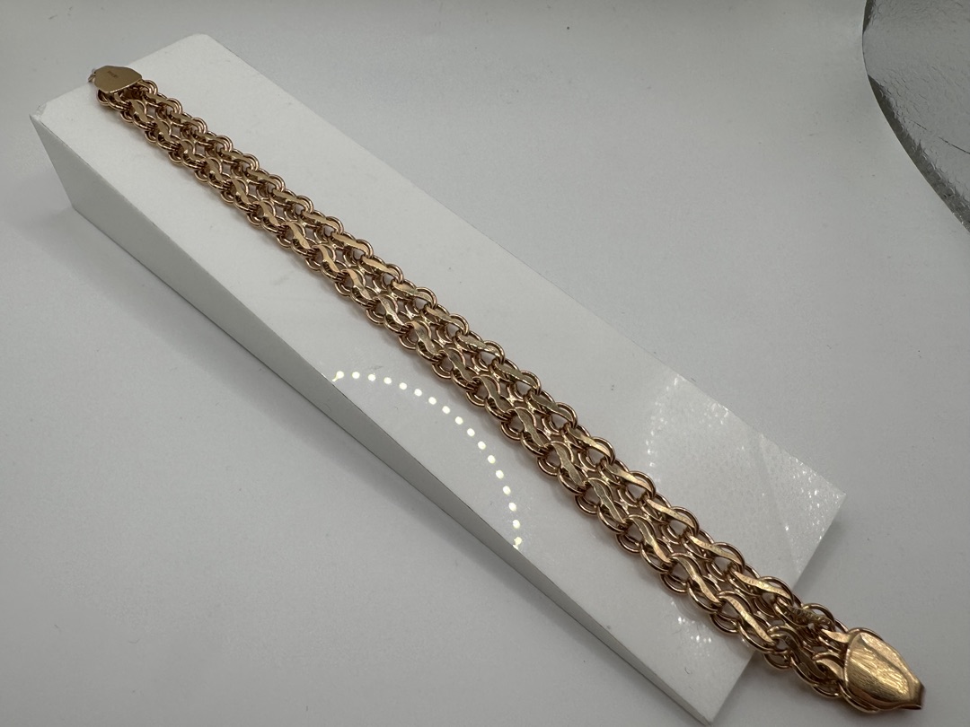 Кардинал Б100 Двухрядный БРАСЛЕТ ПУСТОТЕЛЫЙ Кардинал (Au 585)