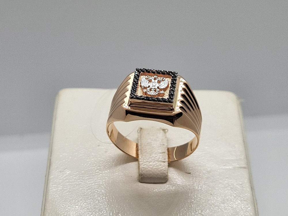 КОЛЬЦО ПЕЧАТКА с камнями (Au 585)