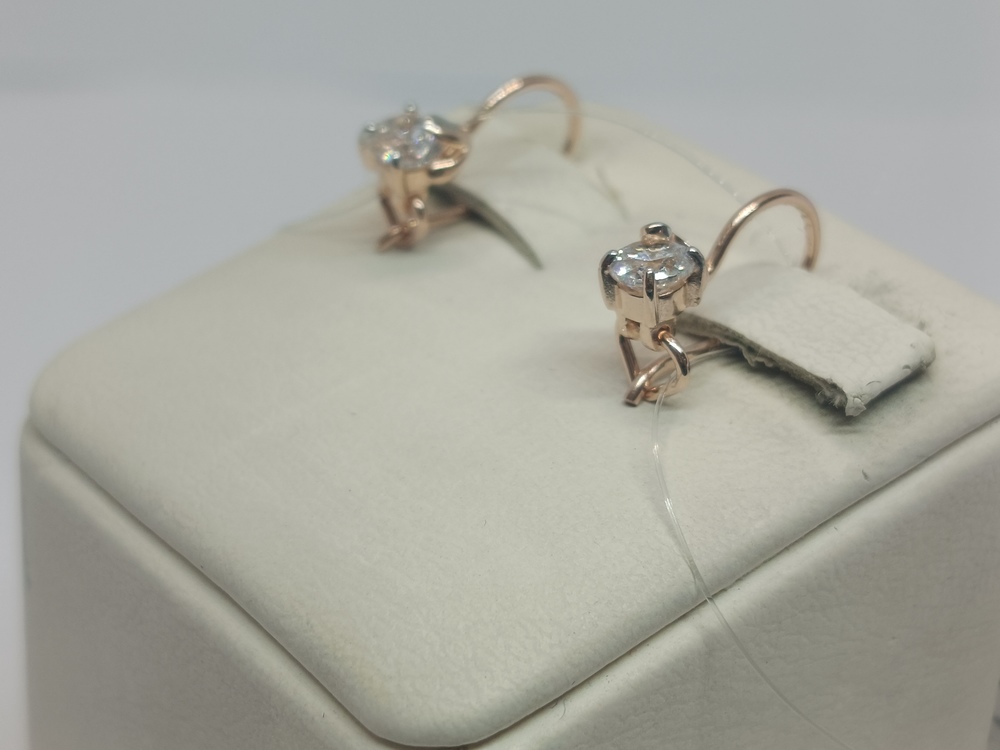 СЕРЬГИ ПЕТЕЛЬКА с камнем (Au 585)