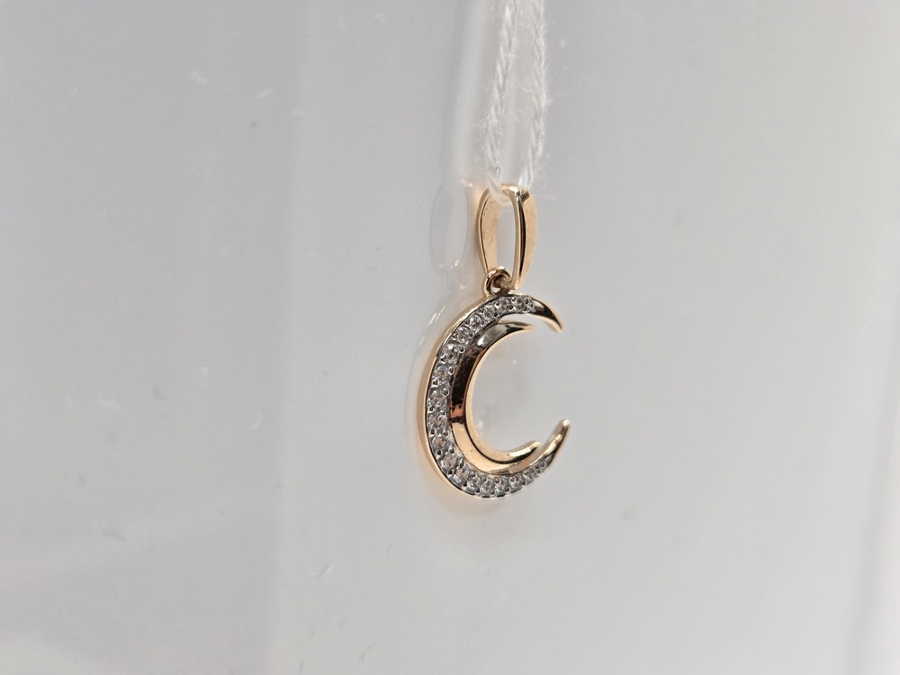 ПОДПКИ585 ПОДВЕСКА ПОЛУМЕСЯЦ С КАМНЯМИ (Au 585)